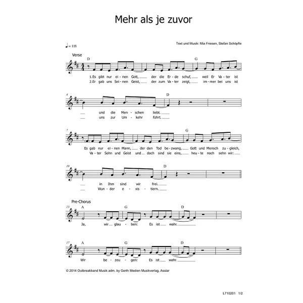 Produktbild des Artikels Mehr als je zuvor (Noten - Download)