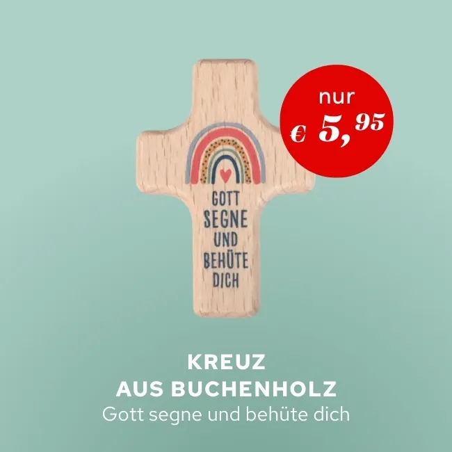 Kreuz aus Buchenholz - Gott segne und behüte dich