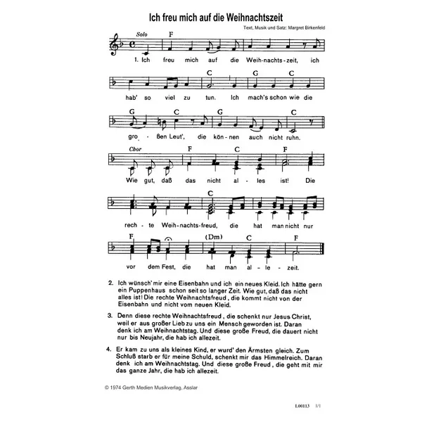 Produktbild des Artikels Ich freu mich auf die Weihnachtszeit (Noten - Download)