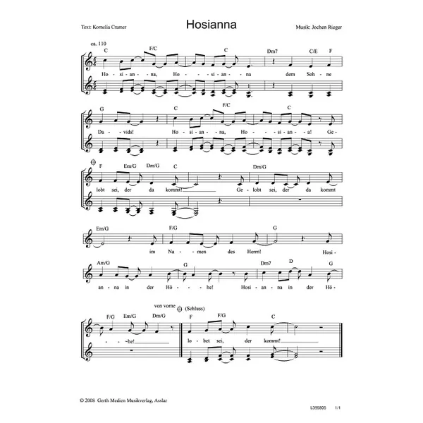 Produktbild des Artikels Hosianna (Noten - Download)