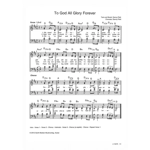 Produktbild des Artikels To God All Glory Forever (Noten - Download)