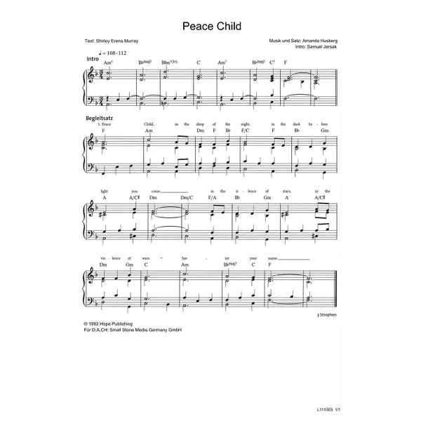 Produktbild des Artikels Friedenskind (Noten - Download)