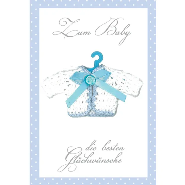 Produktbild des Artikels Faltkarte "Zum Baby die besten Glückwünsche" , blau - 5 Stück (Schreibwaren)