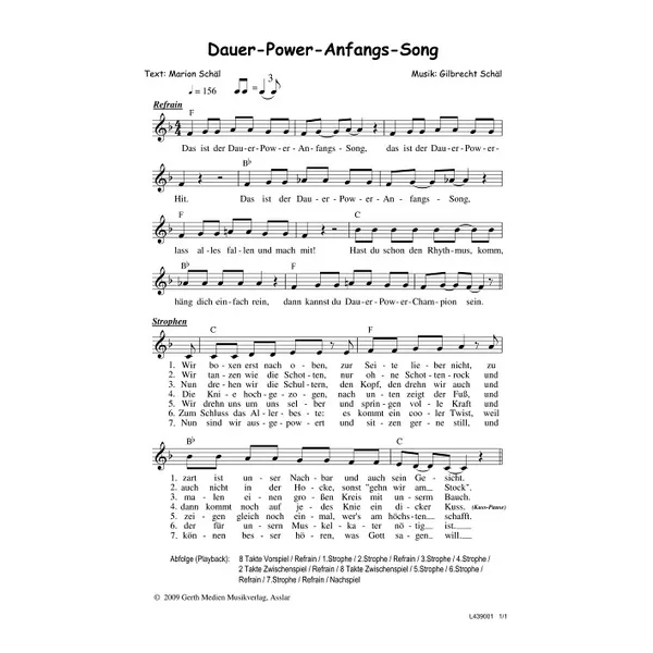 Produktbild des Artikels Dauer-Power-Anfangs-Song (Noten - Download)