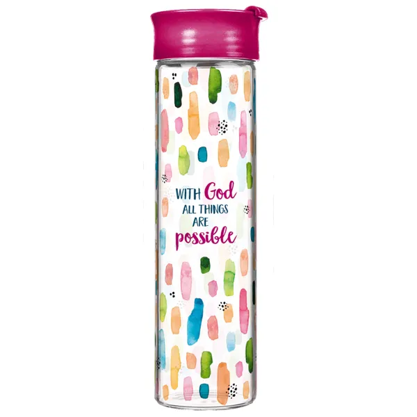 Produktbild des Artikels Glasflasche "With God all things are possible" ()