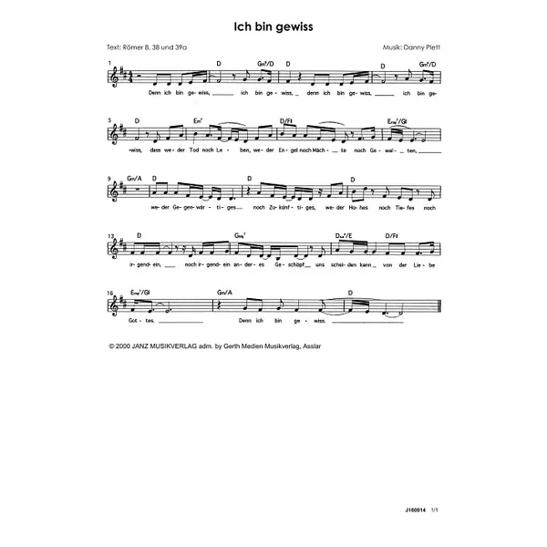 Produktbild des Artikels Ich bin gewiss (Noten - Download)