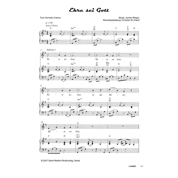 Produktbild des Artikels Ehre sei Gott (Noten - Download)