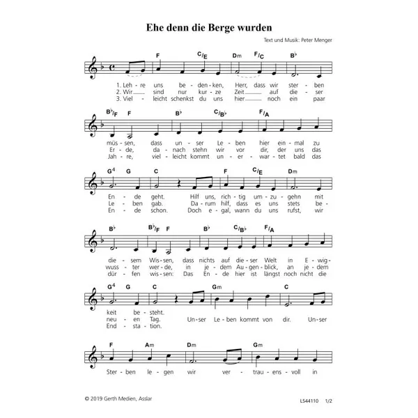 Produktbild des Artikels Ehe denn die Berge wurden (Noten - Download)