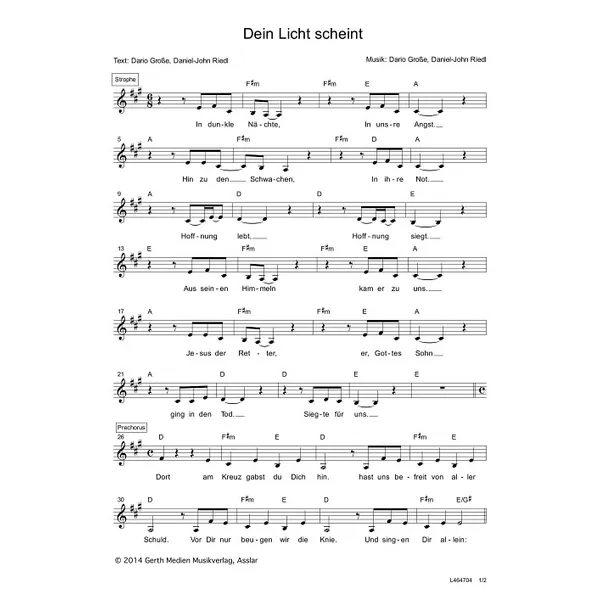 Produktbild des Artikels Dein Licht scheint (Noten - Download)