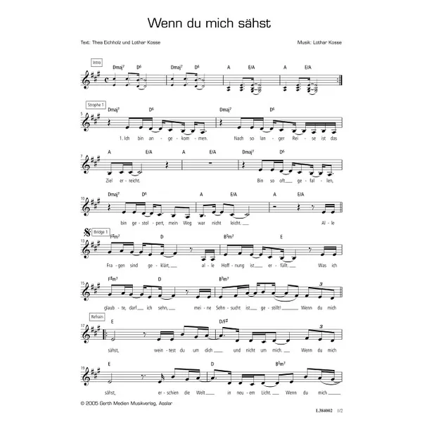 Produktbild des Artikels Wenn du mich sähst (Noten - Download)