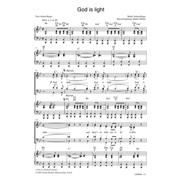 Produktbild des Artikels God Is Light (Noten - Download)