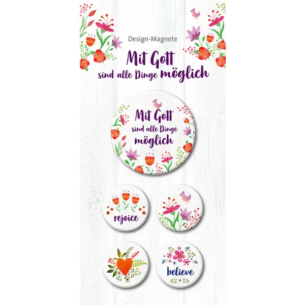 Produktbild des Artikels Mit Gott sind alle Dinge möglich - 5er-Magnet-Set (Schreibwaren)