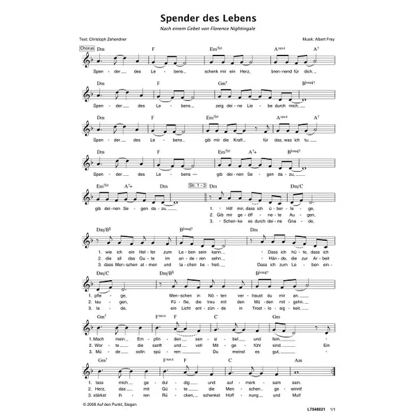 Produktbild des Artikels Spender des Lebens (Noten - Download)