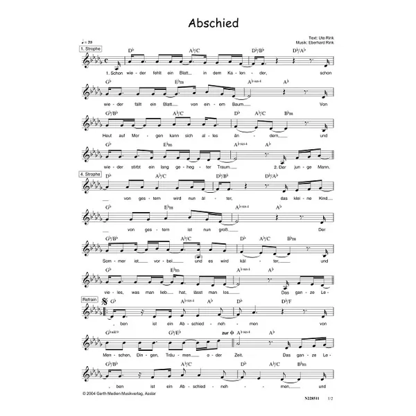 Produktbild des Artikels Abschied (Noten - Download)