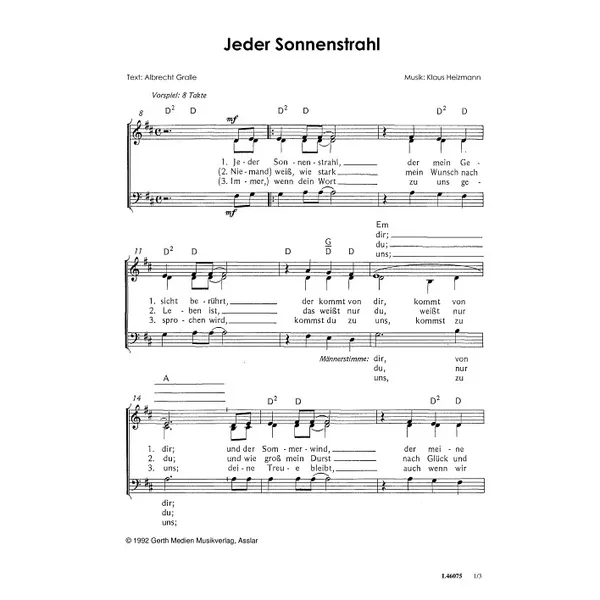 Produktbild des Artikels Jeder Sonnenstrahl (Noten - Download)
