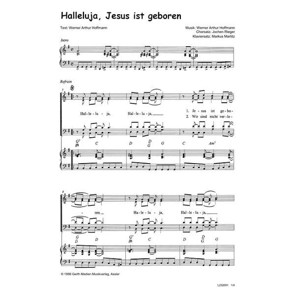 Produktbild des Artikels Halleluja, Jesus ist geboren (Noten - Download)