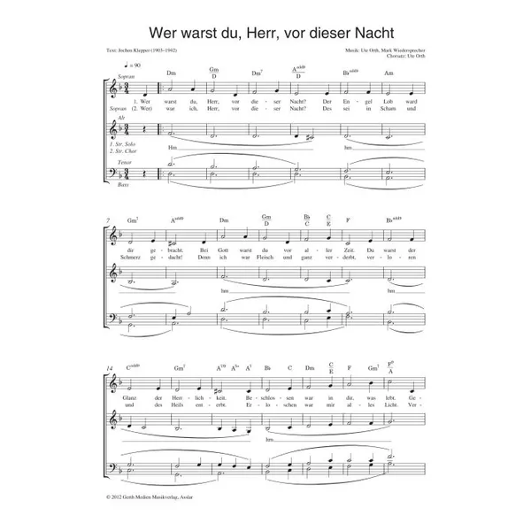 Produktbild des Artikels Wer warst du, Herr, vor dieser Nacht (Noten - Download)