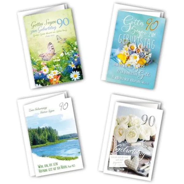 Produktbild des Artikels Faltkarten - 90. Geburtstag 4er Set (Schreibwaren)