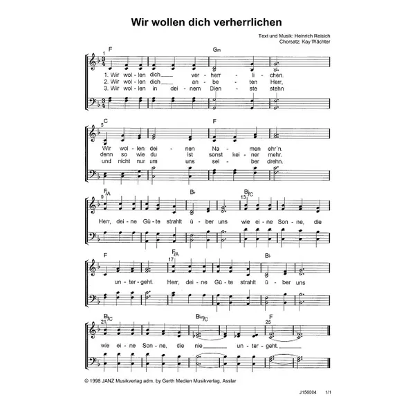 Produktbild des Artikels Wir wollen dich verherrlichen (Noten - Download)