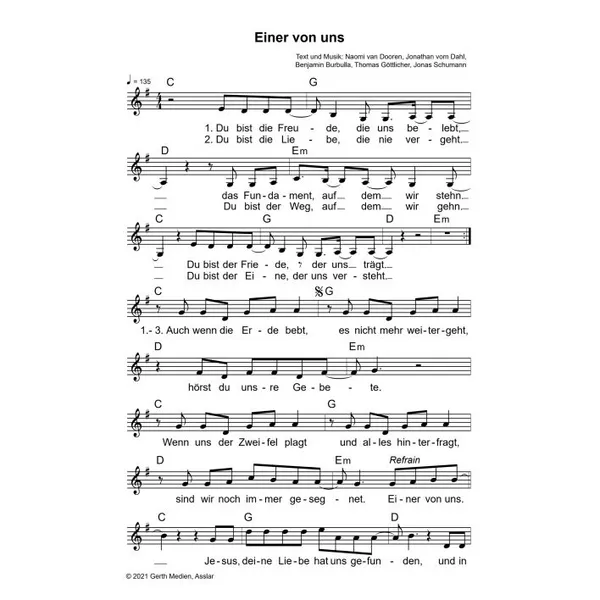 Produktbild des Artikels Einer von uns (Noten - Download)