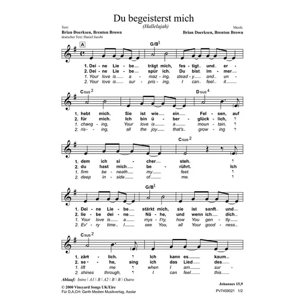 Produktbild des Artikels Du begeisterst mich (Noten - Download)