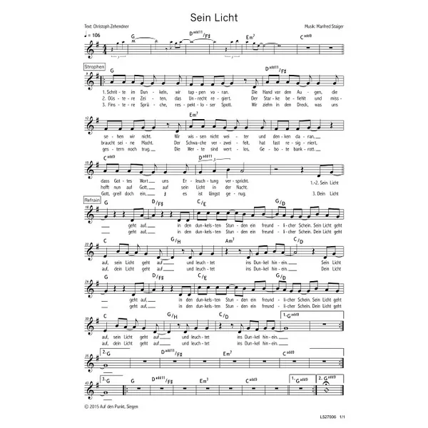 Produktbild des Artikels Sein Licht (Noten - Download)