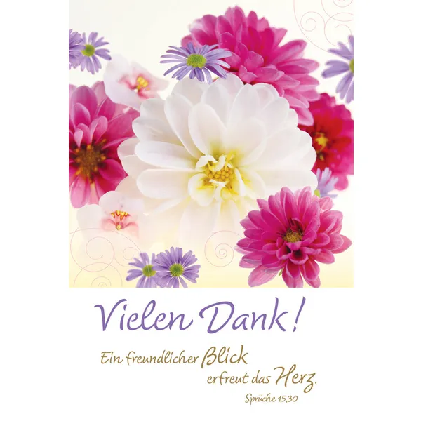 Produktbild des Artikels Faltkarte "Vielen Dank" Blumen - 5 Stück (Schreibwaren)