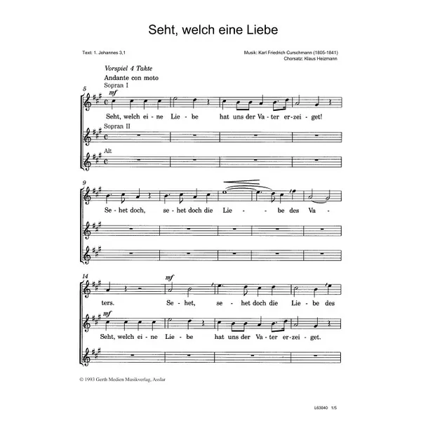 Produktbild des Artikels Seht, welch eine Liebe (Noten - Download)