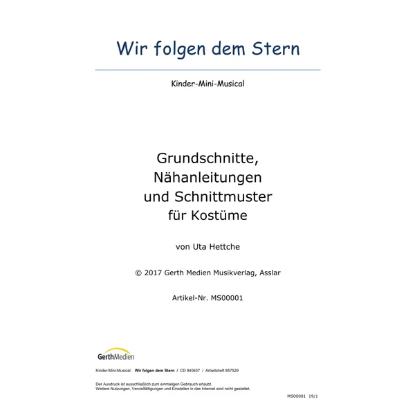 Produktbild des Artikels Wir folgen dem Stern (Schnittmuster Kostüme) (Noten - Download)