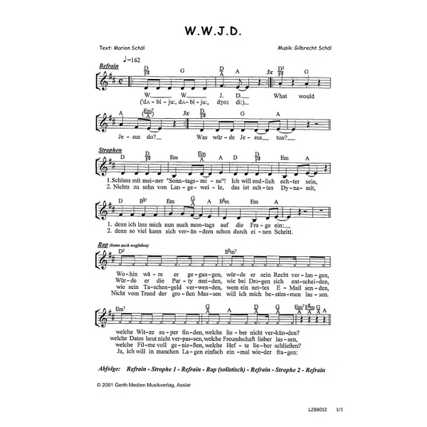 Produktbild des Artikels W.W.J.D. (Noten - Download)