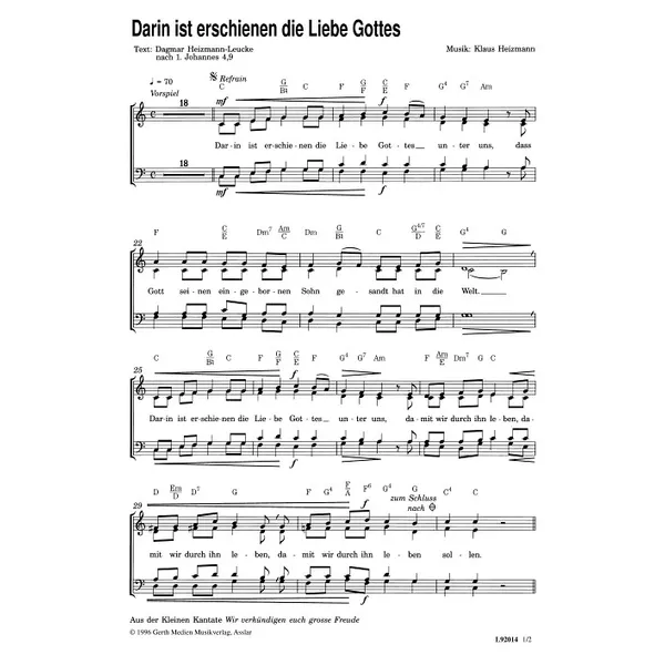 Produktbild des Artikels Darin ist erschienen die Liebe Gottes (Noten - Download)