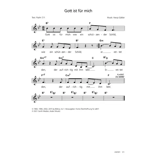 Produktbild des Artikels Gott ist für mich (Noten - Download)