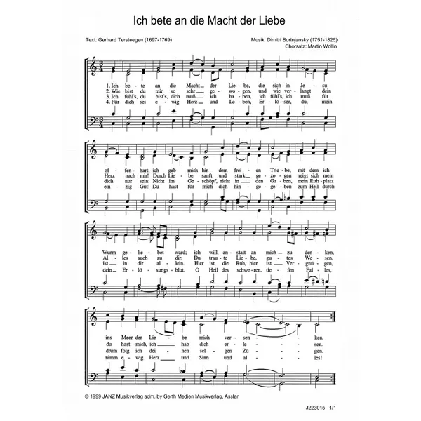 Produktbild des Artikels Ich bete an die Macht der Liebe (Noten - Download)