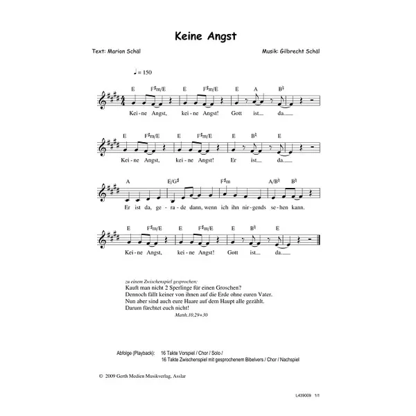 Produktbild des Artikels Keine Angst (Noten - Download)