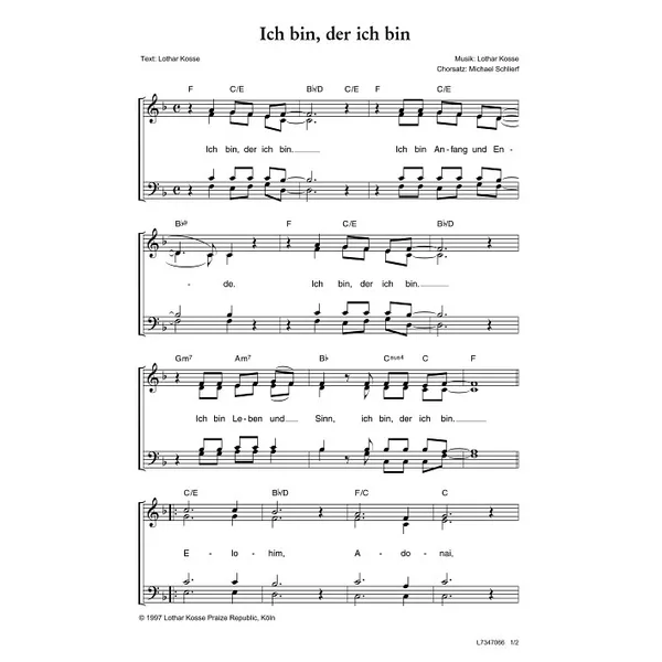 Produktbild des Artikels Ich bin, der ich bin (Noten - Download)
