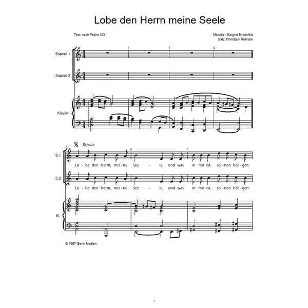Produktbild des Artikels Lobe den Herrn meine Seele (Noten - Download)