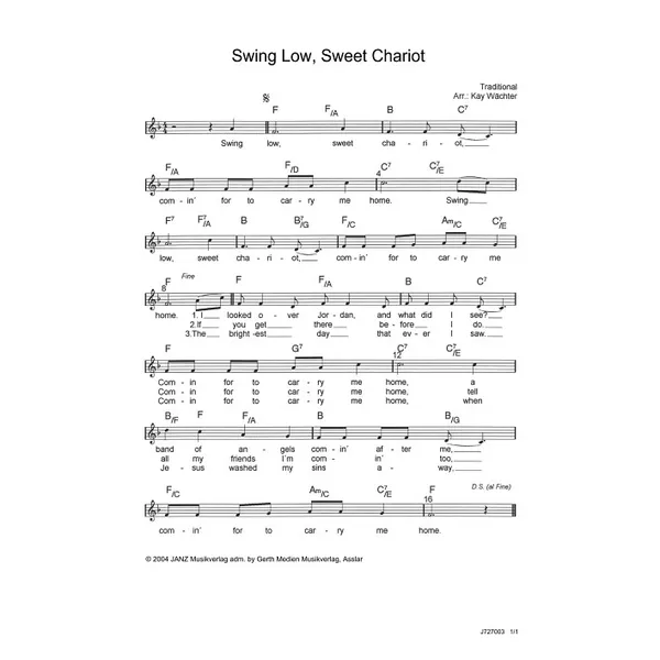 Produktbild des Artikels Swing Low, Sweet Chariot (Noten - Download)