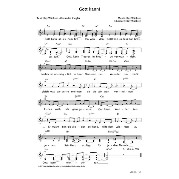 Produktbild des Artikels Gott kann! (Noten - Download)