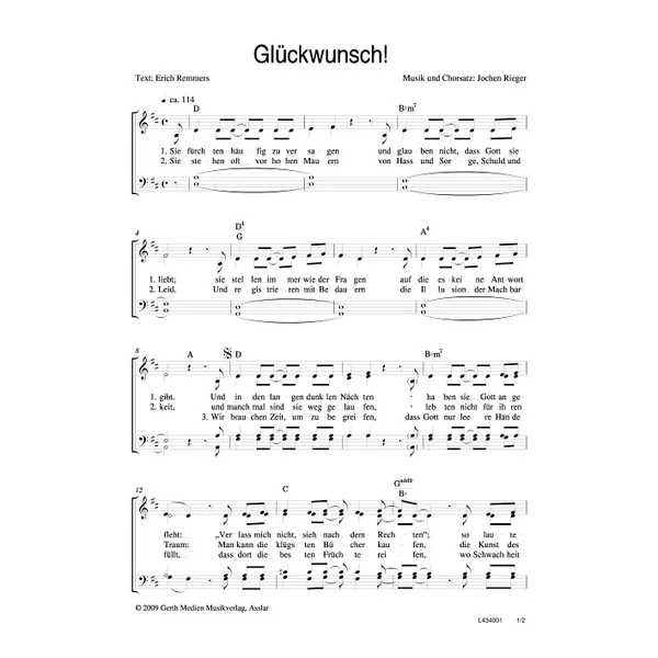 Produktbild des Artikels Glückwunsch (Noten - Download)