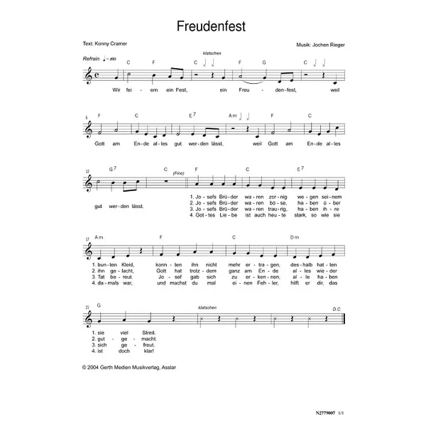 Produktbild des Artikels Freudenfest (Noten - Download)