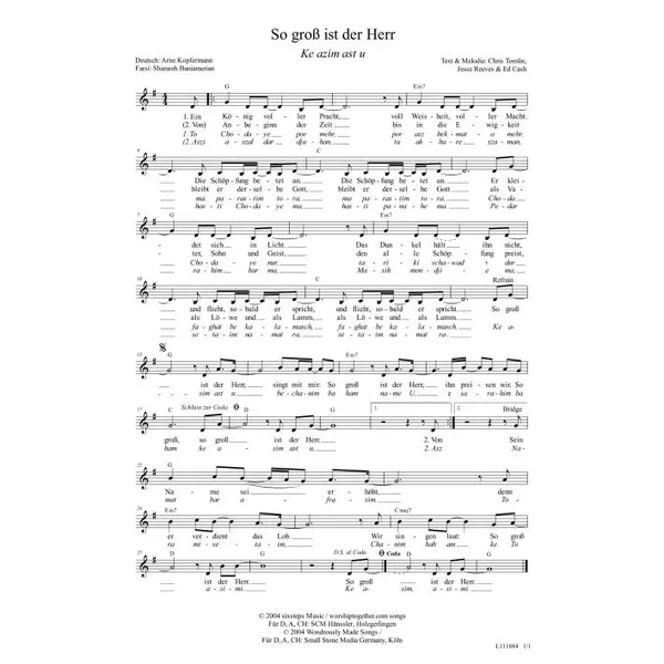 Produktbild des Artikels So groß ist der Herr (Noten - Download)