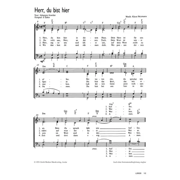 Produktbild des Artikels Herr, du bist hier (Noten - Download)