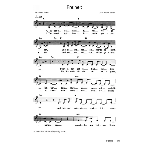 Produktbild des Artikels Freiheit (Noten - Download)