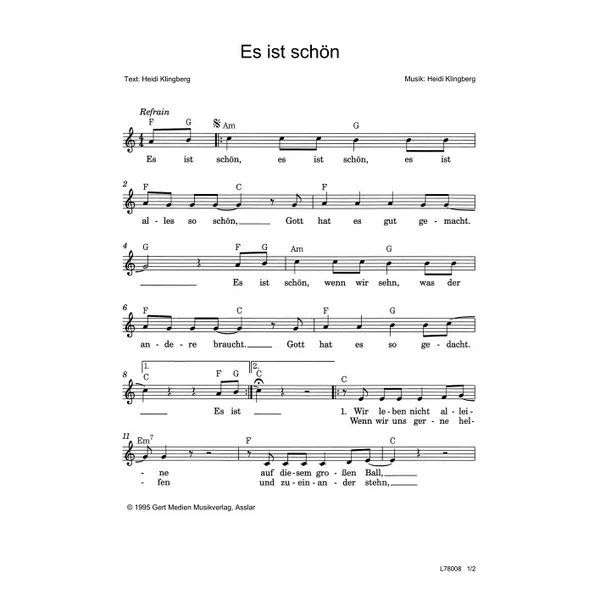 Produktbild des Artikels Es ist schön (Noten - Download)
