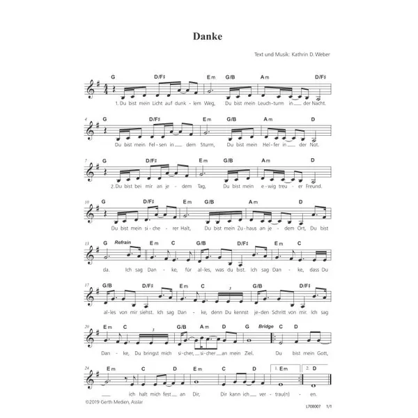 Produktbild des Artikels Danke (Noten - Download)