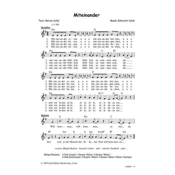 Produktbild des Artikels Miteinander (Noten - Download)