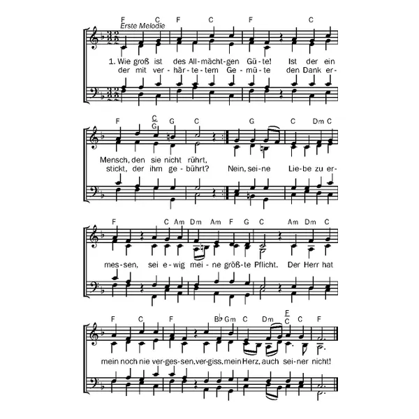 Produktbild des Artikels Wie groß ist des Allmächtgen Güte (Noten - Download)