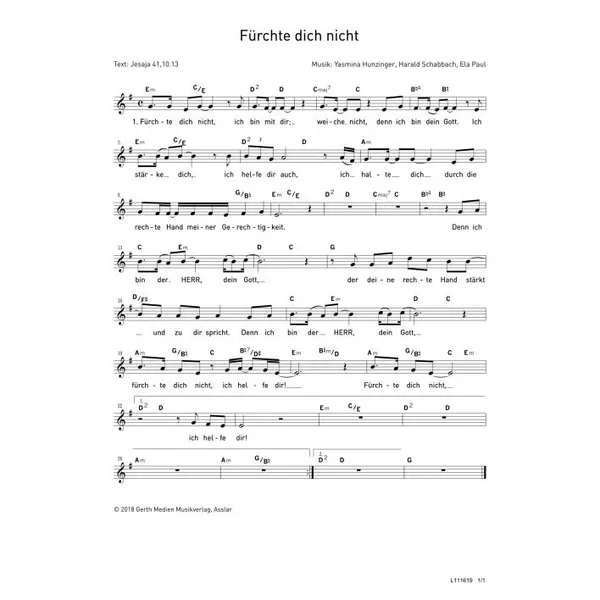 Produktbild des Artikels Fürchte dich nicht (Noten - Download)