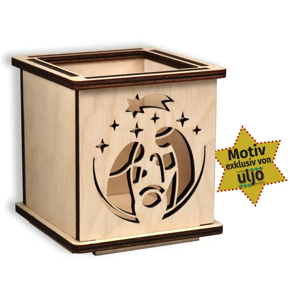 Produktbild des Artikels Holz-Windlicht "Krippe" ()