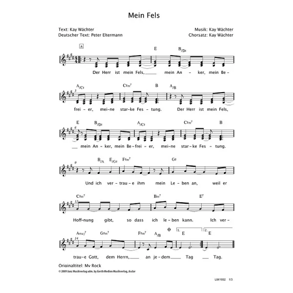Produktbild des Artikels Mein Fels (Noten - Download)